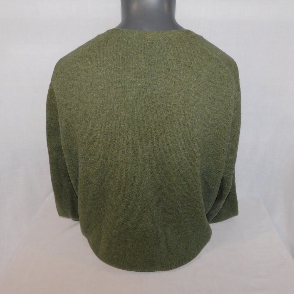 Grant Thomas Mens XL Green V neck 100% Wool Cardigan Grandpa Sweater - Picture 9 of 12